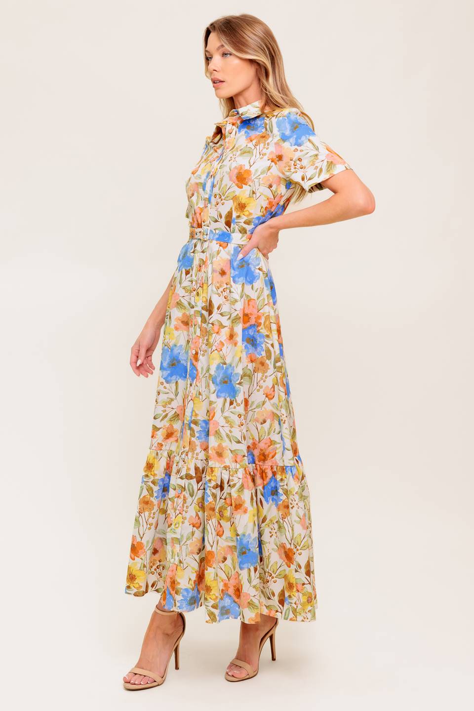 HAZEL DREAM IVORY WOVEN MIDI DRESS