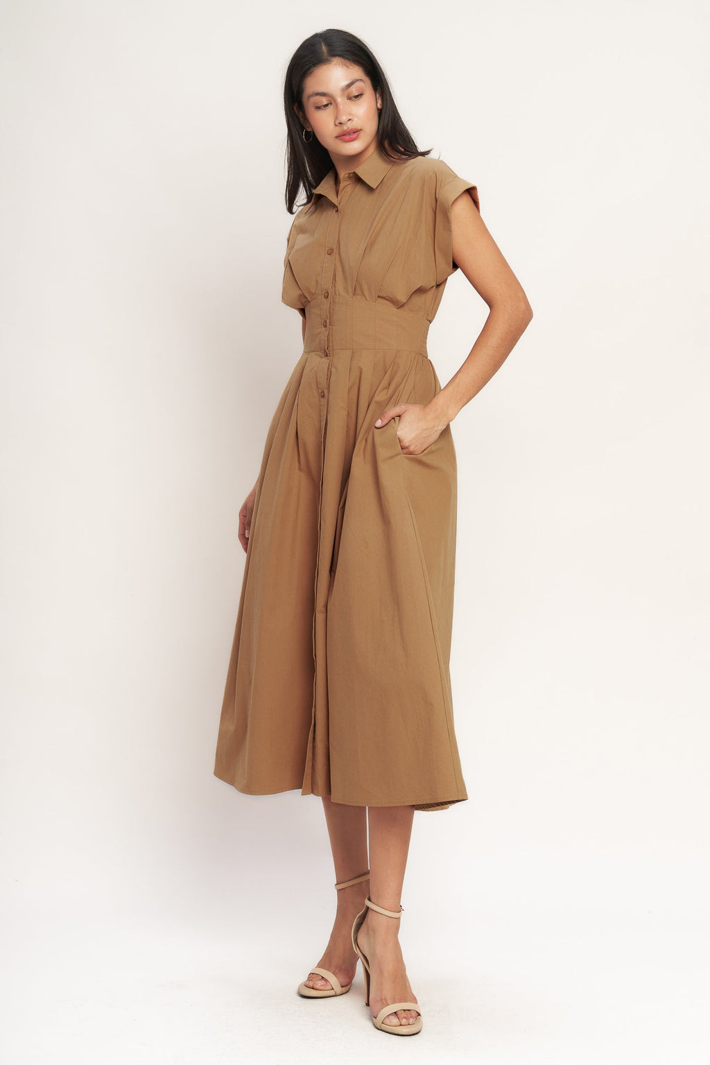 LOVE YOU MORE WOVEN MIDI DRESS