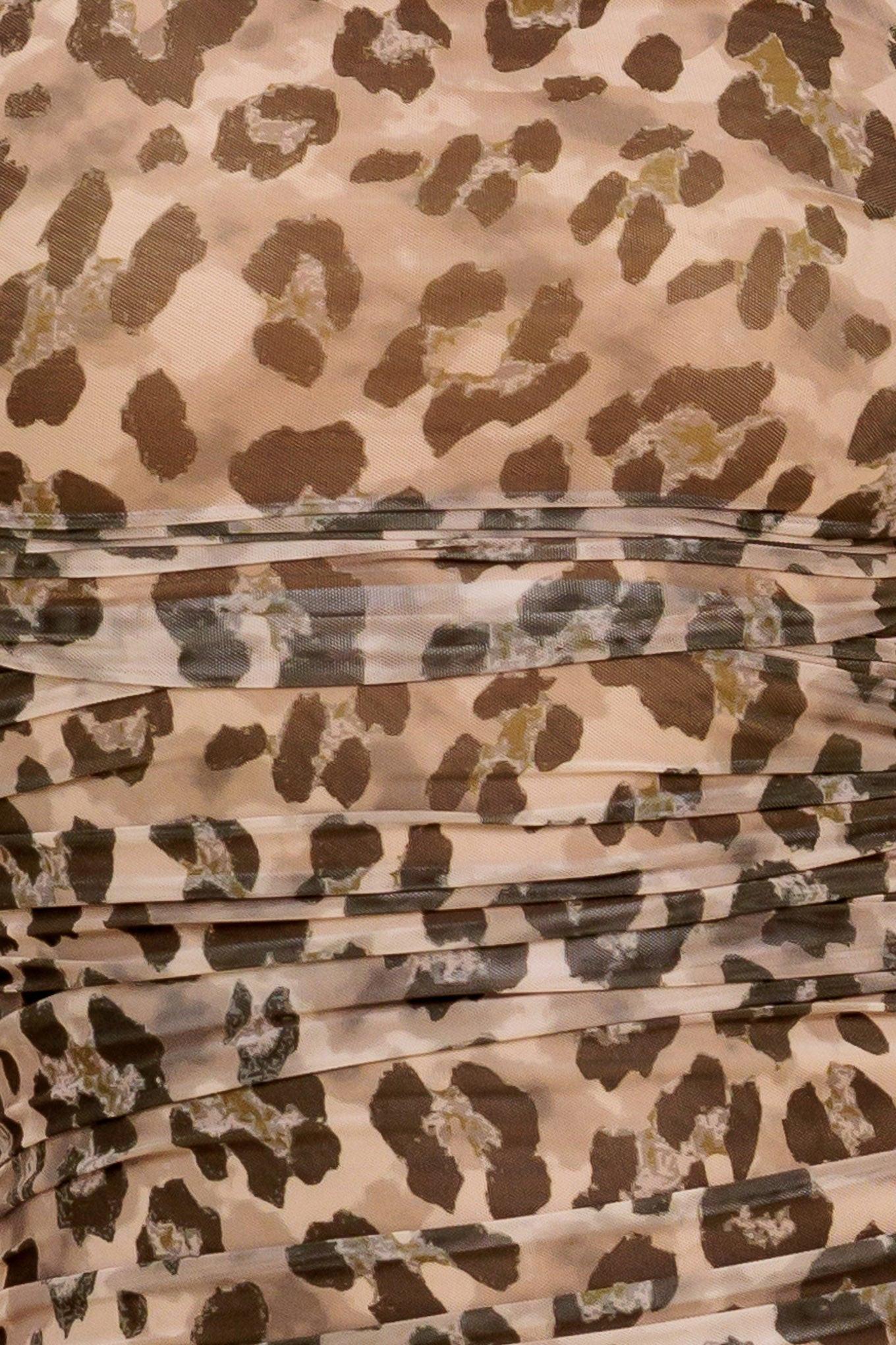 Wild Instinct Leopard Power Mesh Midi Dress