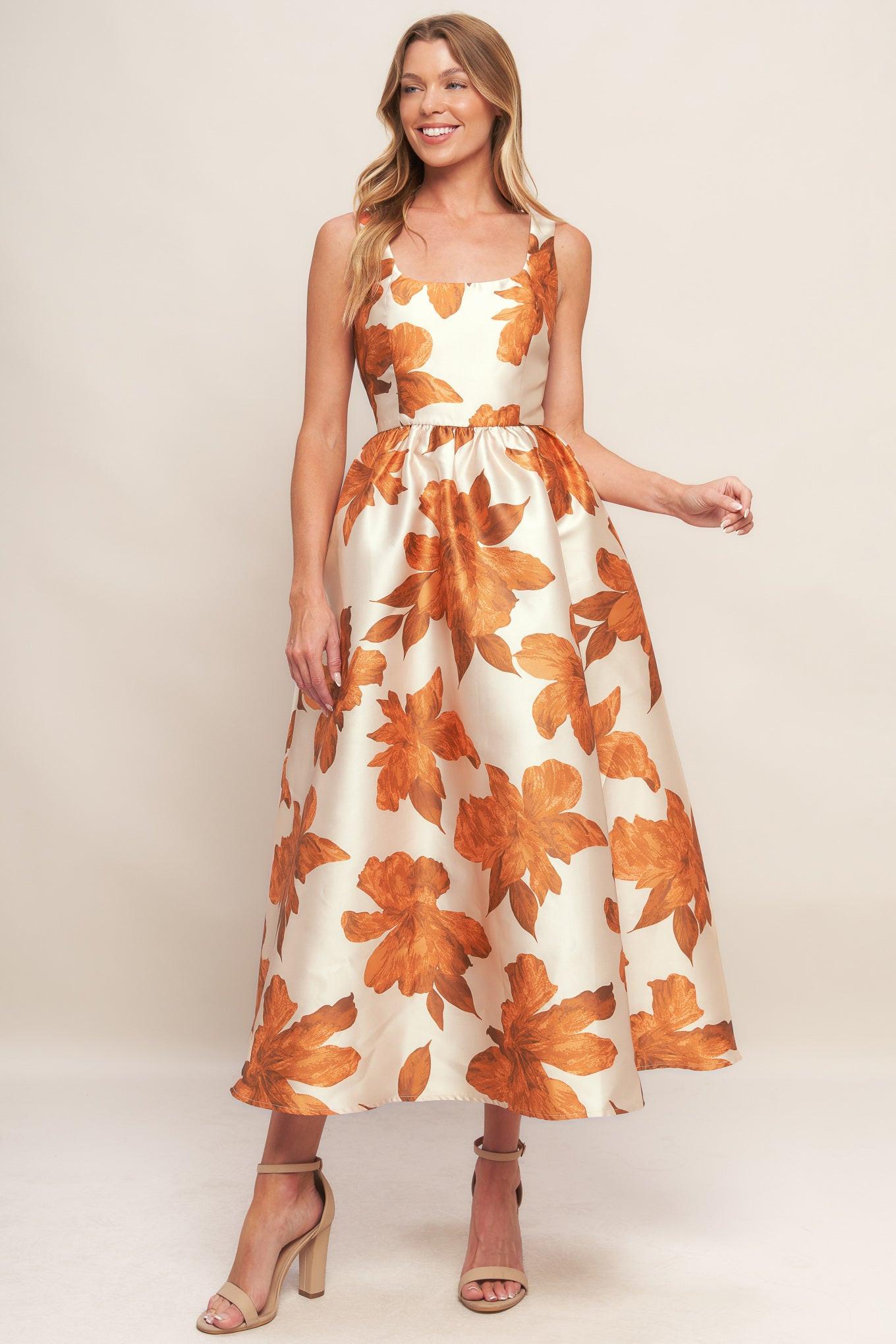 Autumnal Floral Midi Dress