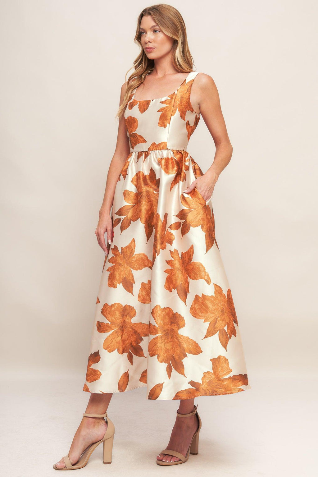 Autumnal Floral Midi Dress