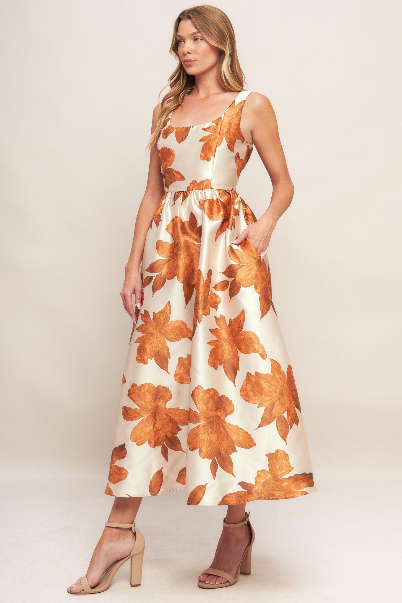 Autumnal Floral Midi Dress