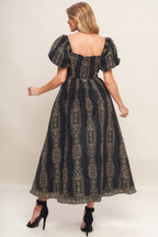 VINTAGE SQUARE WOVEN MIDI DRESS