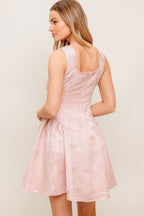 PINK JACQUARD SATIN MINI DRESS