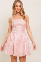 PINK JACQUARD SATIN MINI DRESS