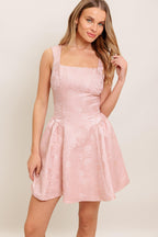Sweet Bloom Woven Jacquard Satin Mini Dress