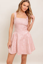 PINK JACQUARD SATIN MINI DRESS