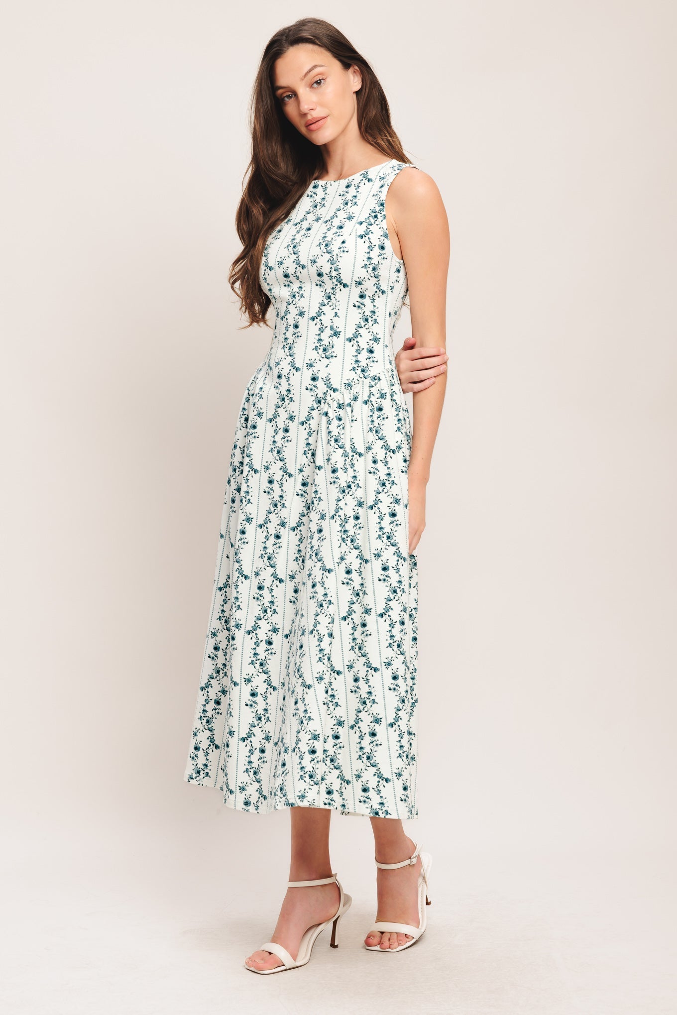 BLOOM COLUMN WOVEN MIDI DRESS
