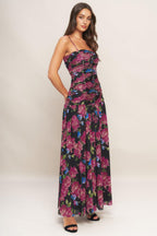 Night Florist Power Mesh Maxi Dress