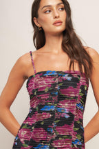 Night Florist Power Mesh Maxi Dress