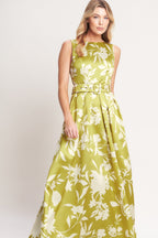 SAPPHIRE FANTASY LIME WOVEN MAXI DRESS