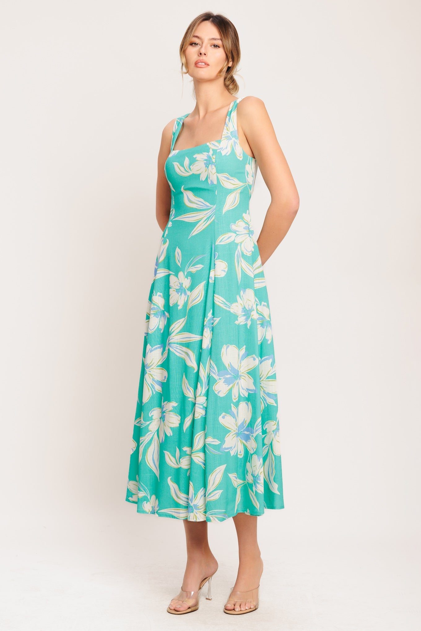 AQUA DAYDREAM WOVEN MIDI DRESS