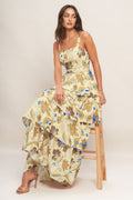 GOLDEN BLOSSOM WOVEN MAXI DRESS