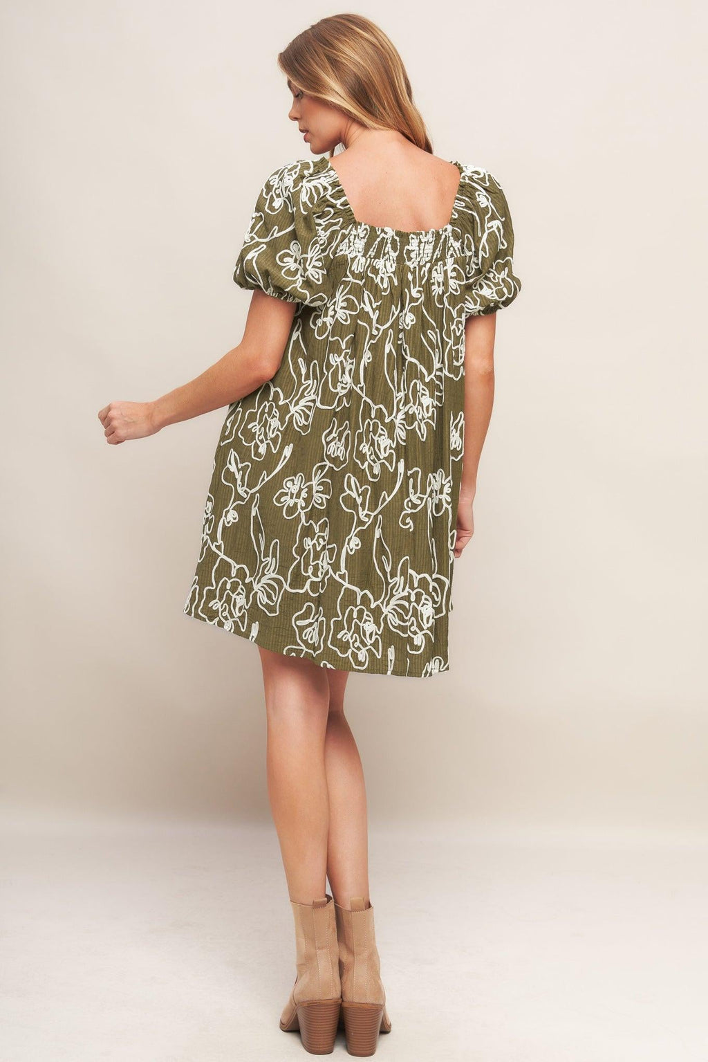 Botanical Outline Mini Dress