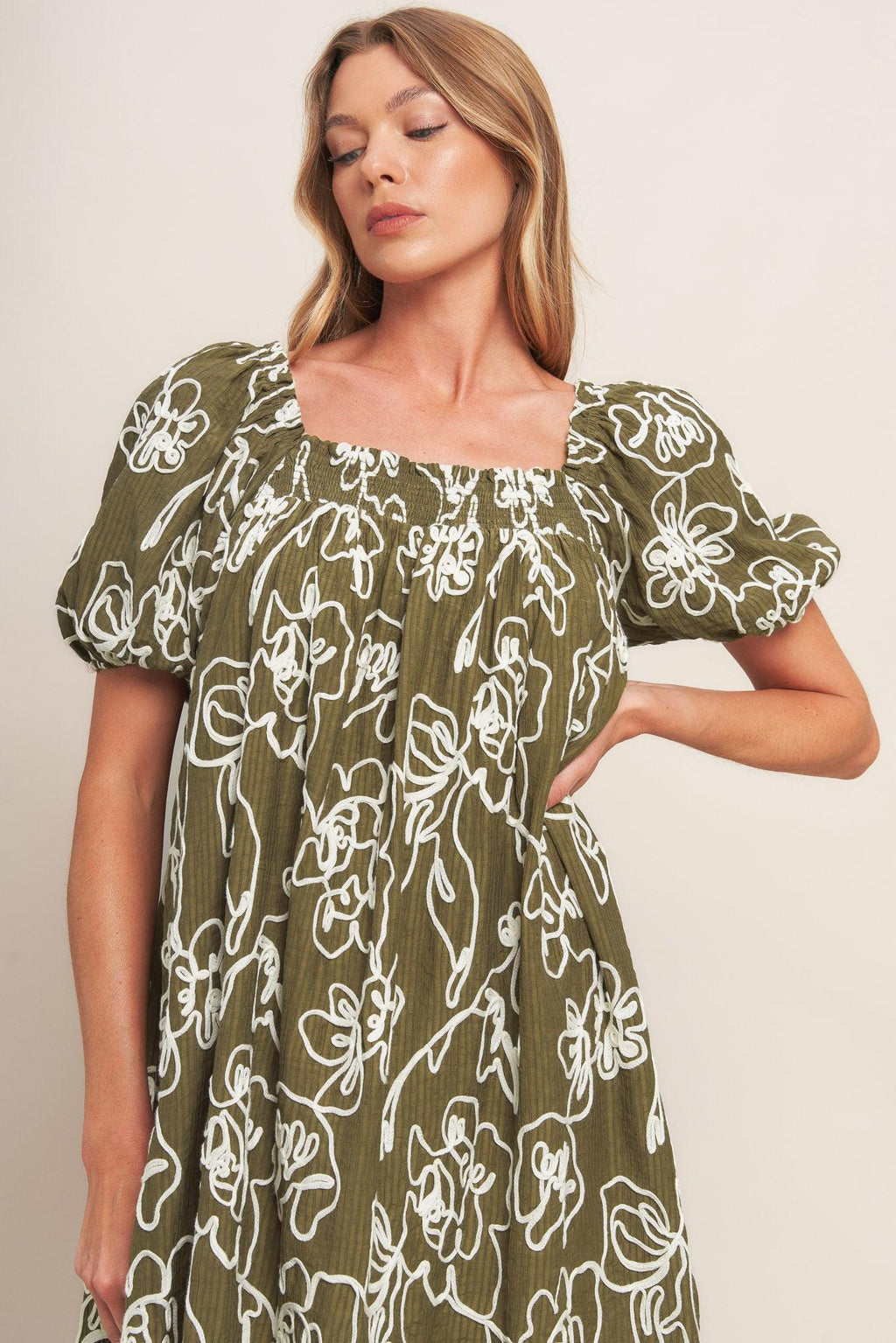 Botanical Outline Mini Dress