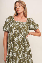 Botanical Outline Mini Dress