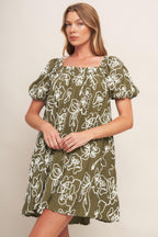Botanical Outline Mini Dress