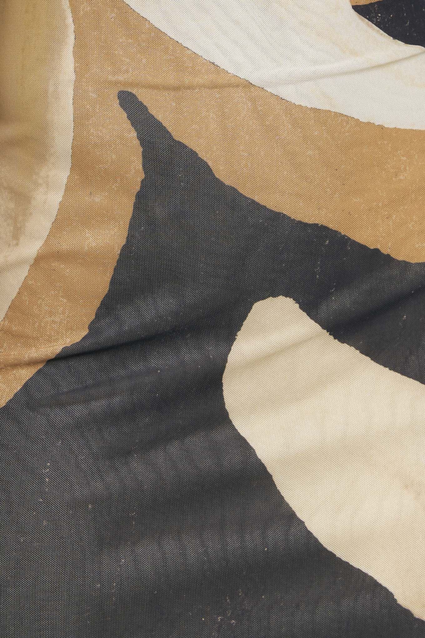 ABSTRACT BOTANICA POWER MESH MIDI DRESS