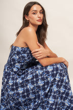 BLUE RENAISSANCE WOVEN MIDI DRESS