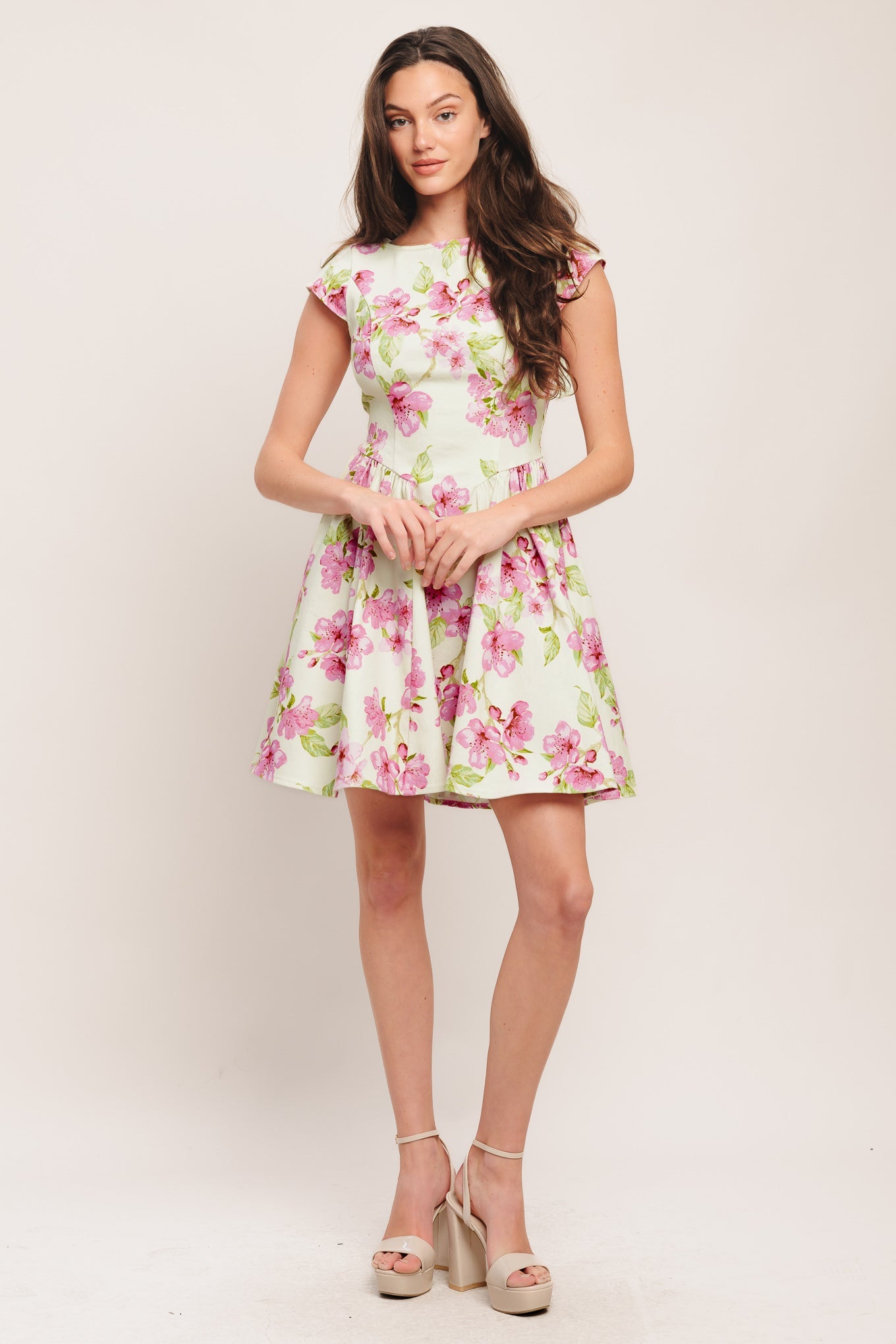 BLOSSOM BABE WOVEN MINI DRESS