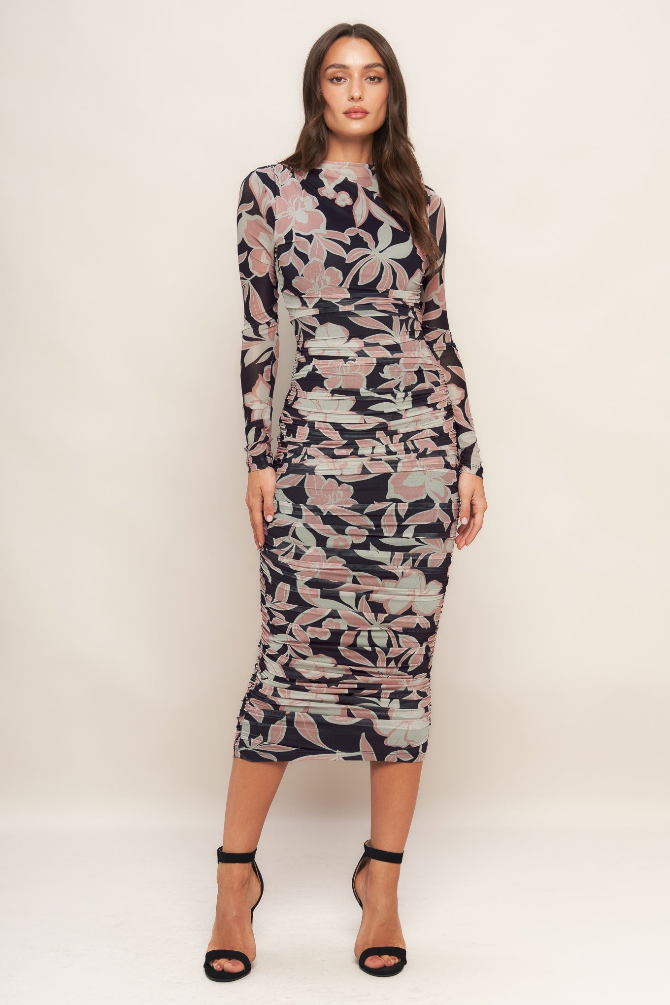 MUTED ROMANCE POWR MESH MIDI DRESS