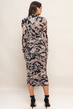 MUTED ROMANCE POWER MESH MIDI DRESS