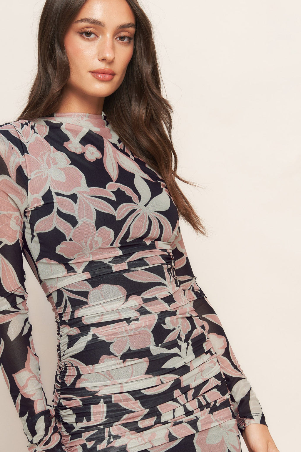 MUTED ROMANCE POWR MESH MIDI DRESS