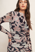 MUTED ROMANCE POWER MESH MIDI DRESS