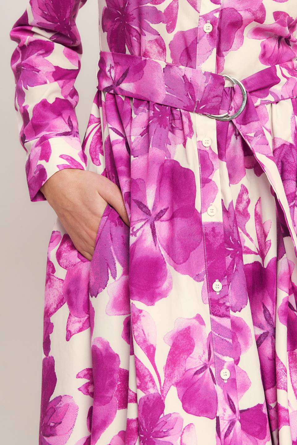 Evergreen Camellia Dream Midi Shirt Dress