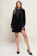 Velvet Power Black Mini Dress