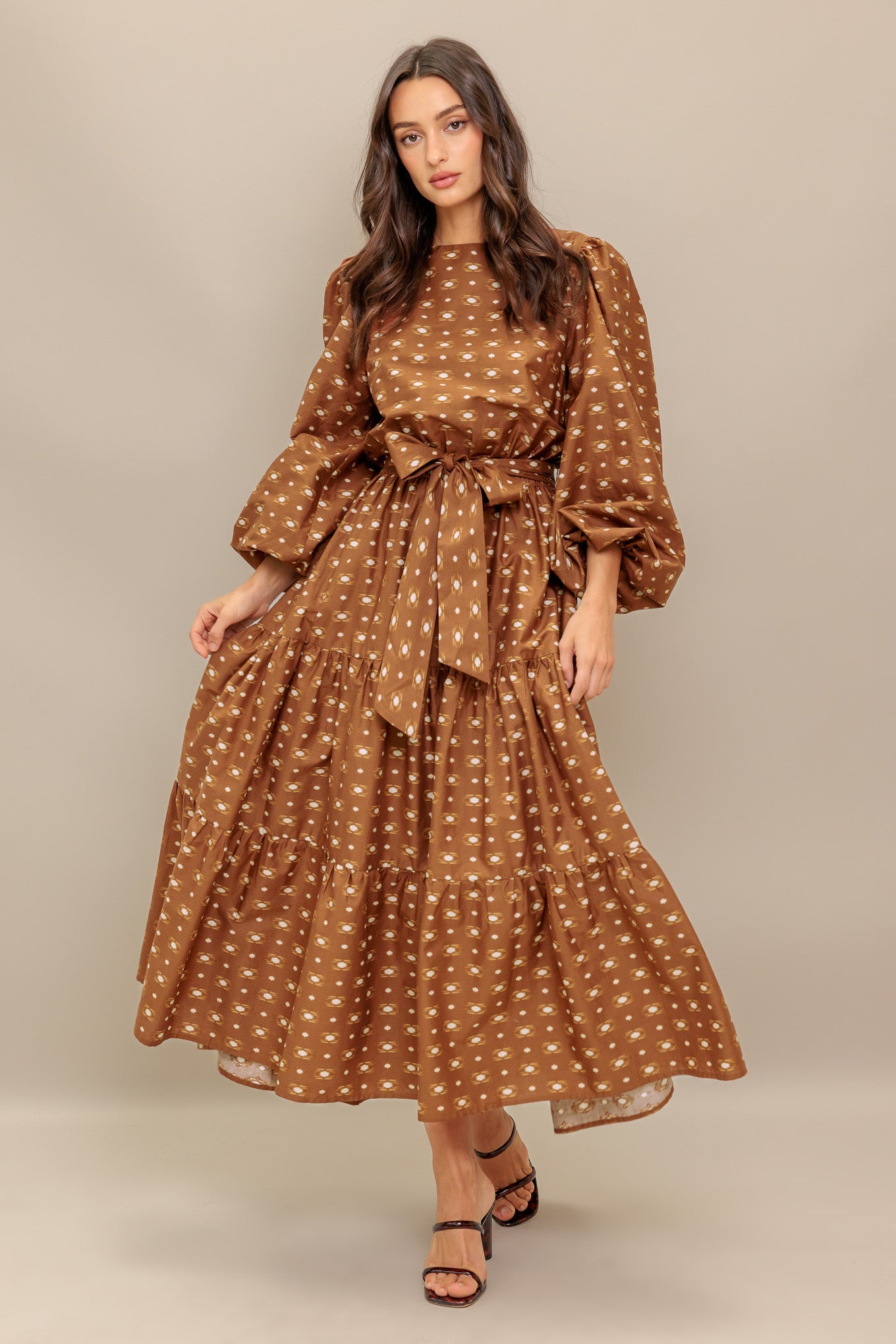 CINNAMON WALTZ WOVEN MIDI DRESS
