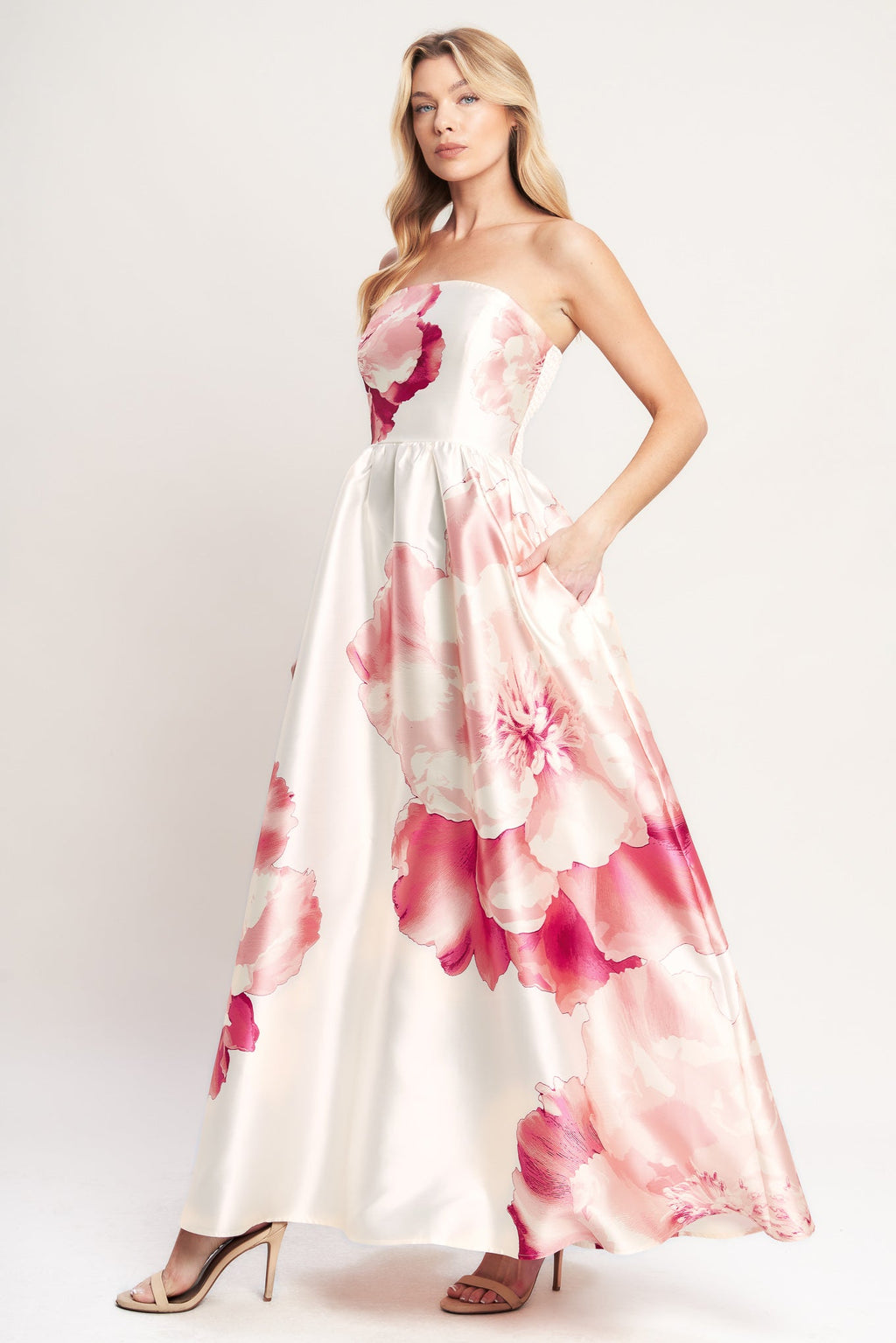 LUXE PEONY WOVEN MAXI DRESS