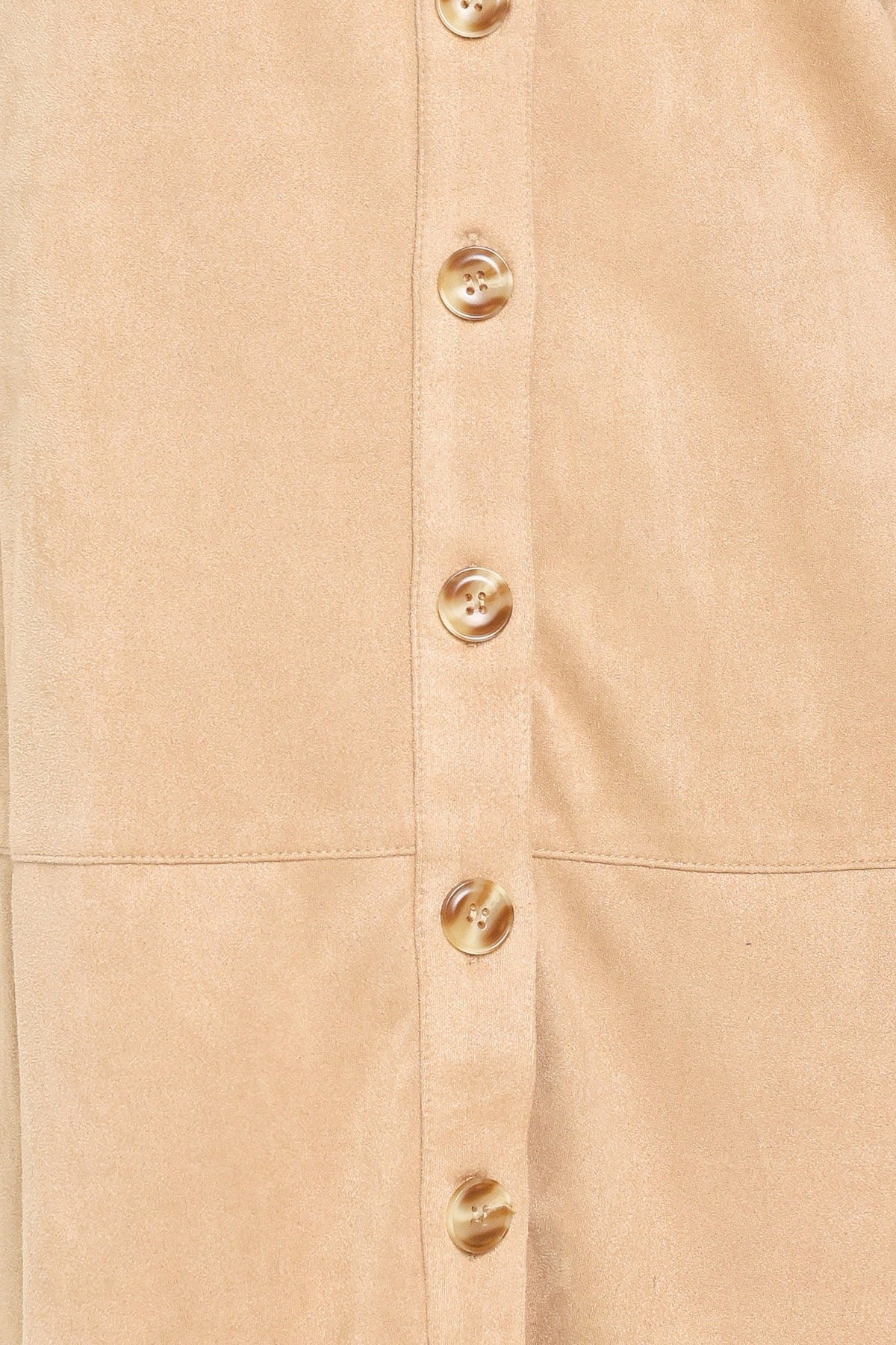 Sand Safari Faux Suede Belted Shirt Mini Dress