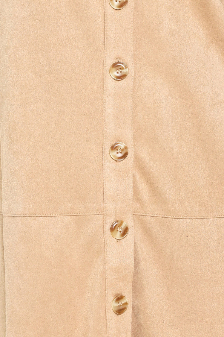 Sand Safari Faux Suede Belted Shirt Mini Dress