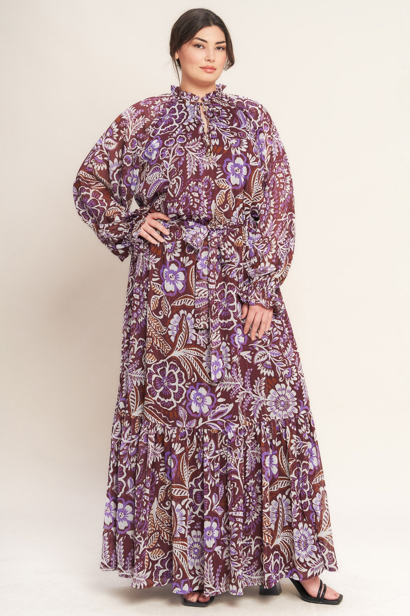 VIOLET BLOSSOM SPIRIT WOVEN MAXI DRESS