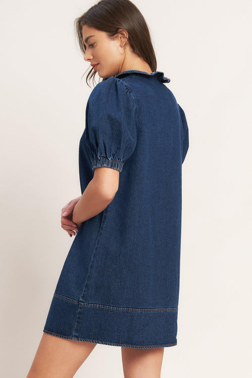 Modern Folk Touch Denim Mini Dress