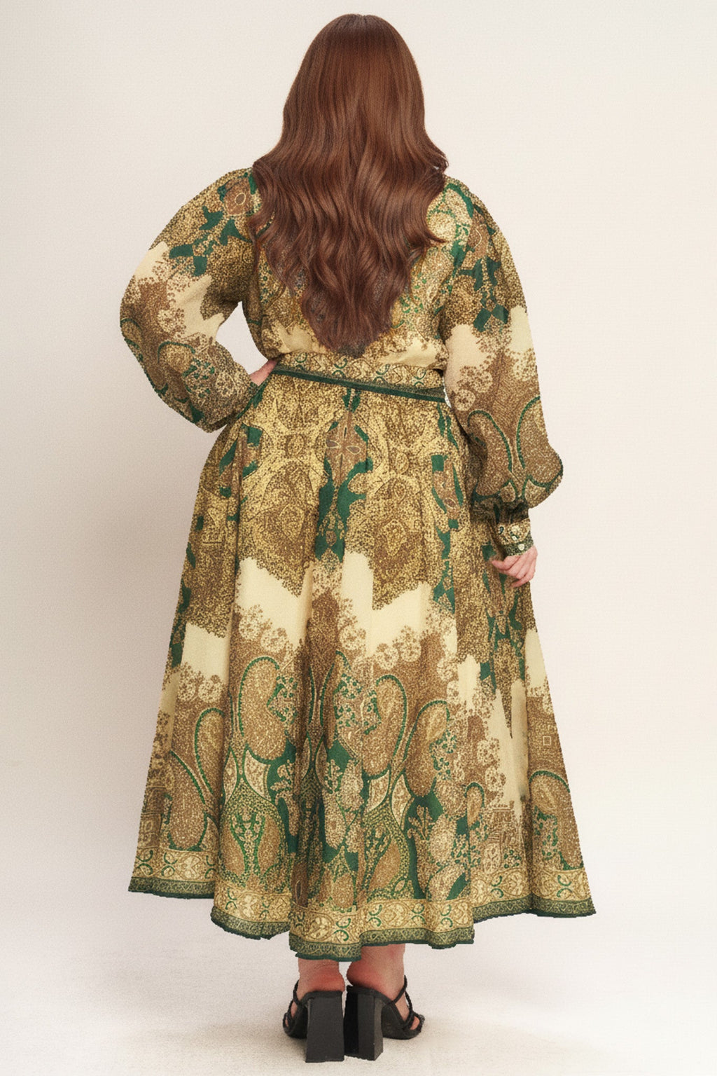 LOVELY GOLDEN VISION WOVEN MIDI DRESS