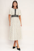 PETITE LUNE WOVEN LACE MIDI DRESS