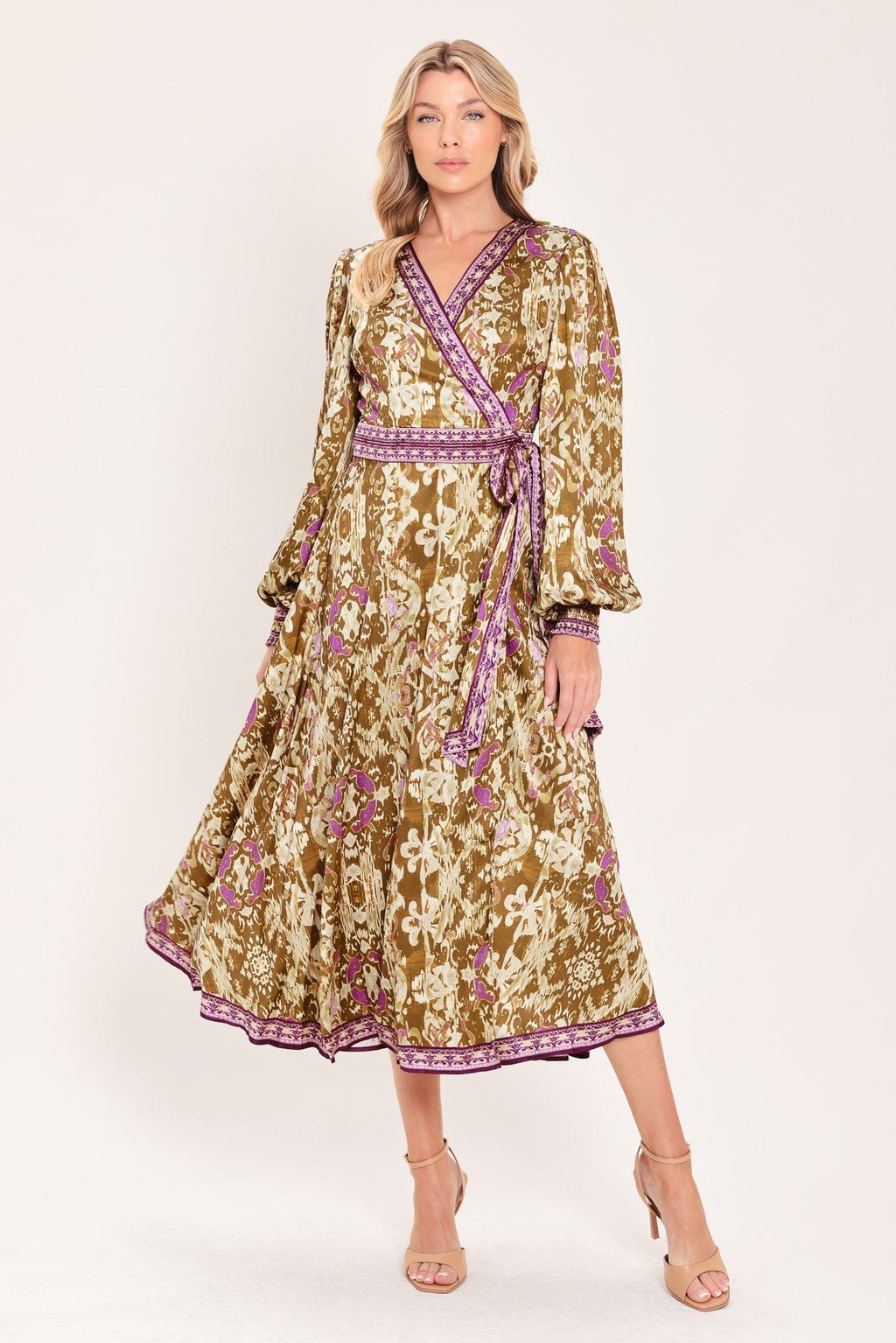 Ikat Bloom Midi True Wrap Dress