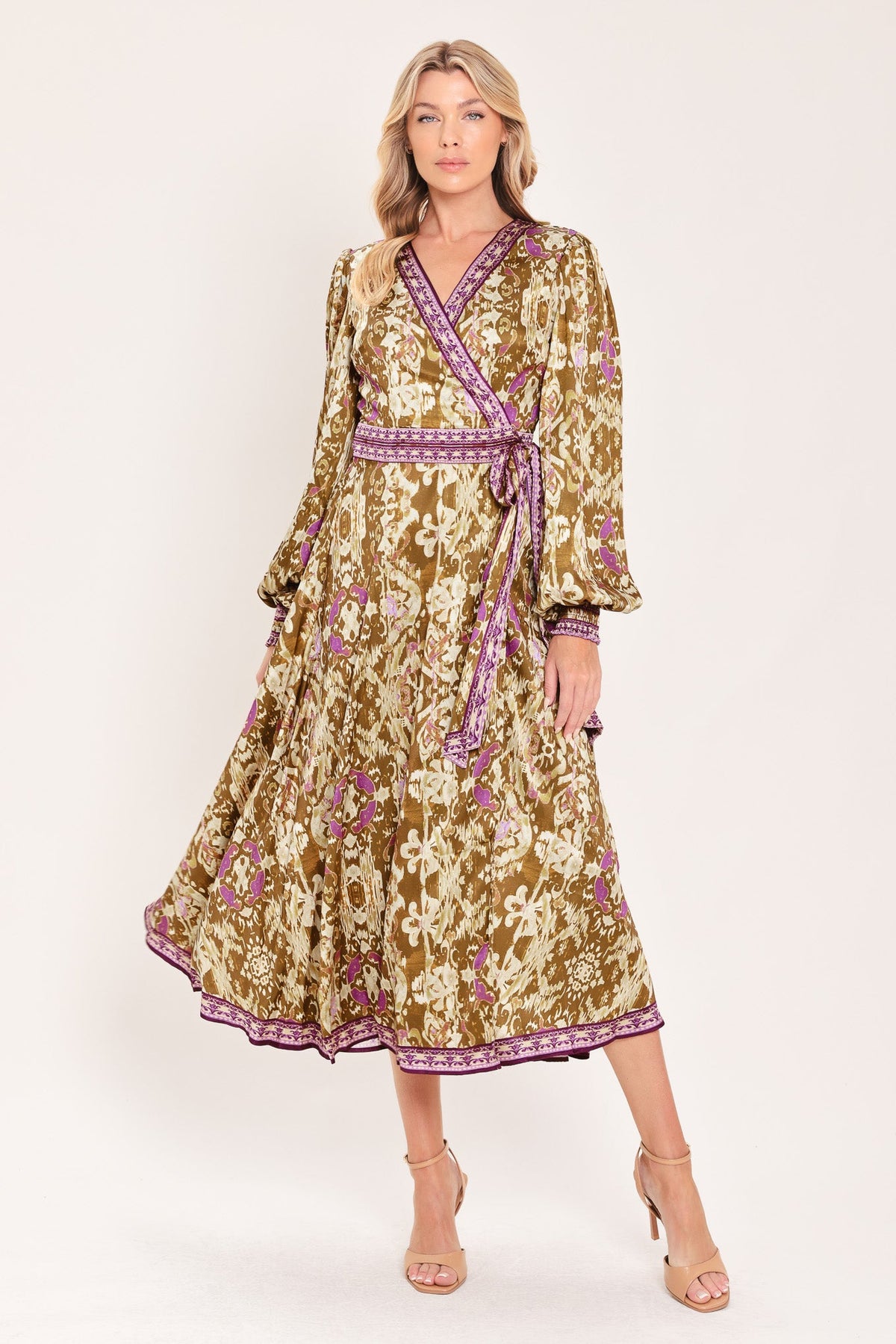 Ikat Bloom Midi True Wrap Dress