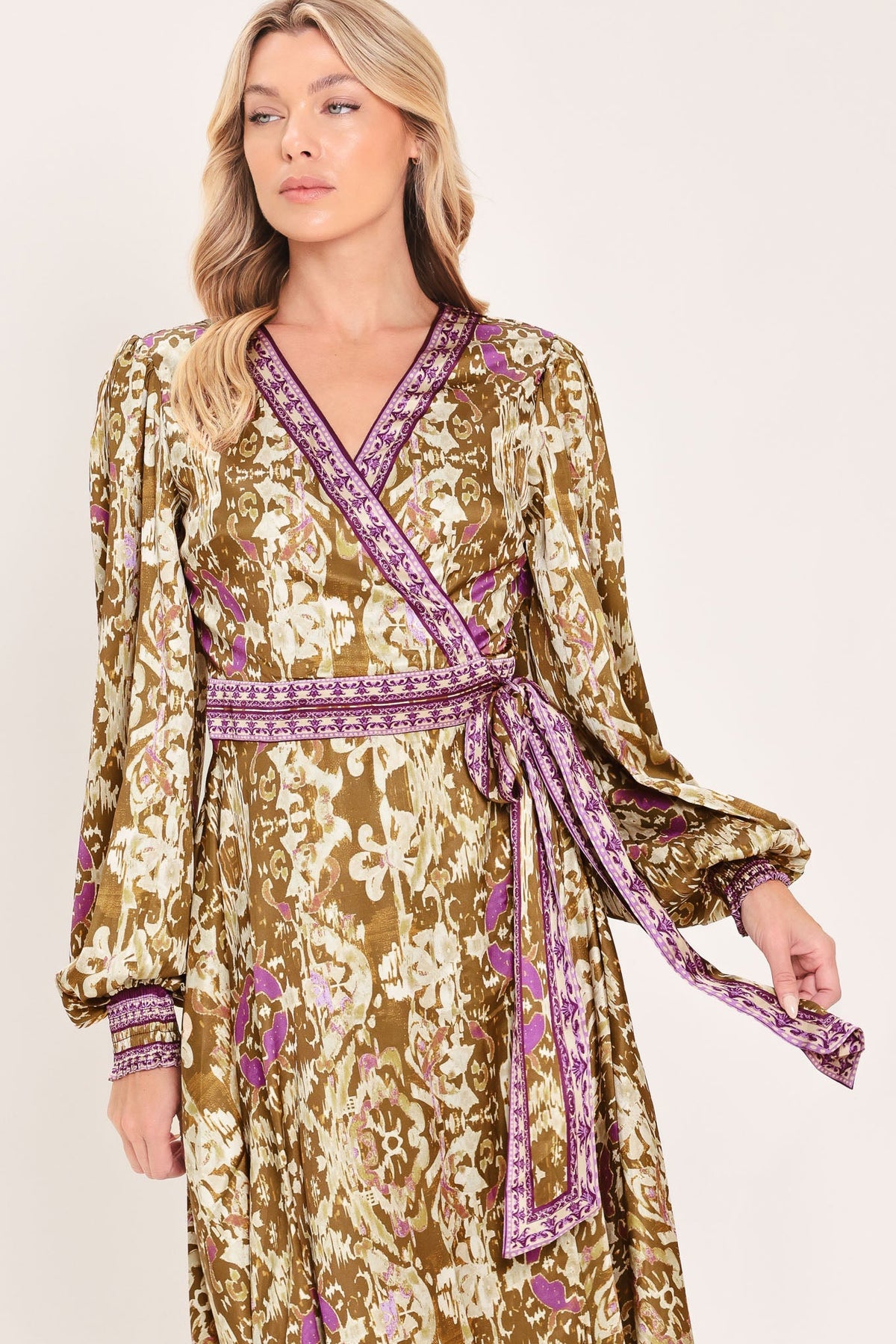 Ikat Bloom Midi True Wrap Dress