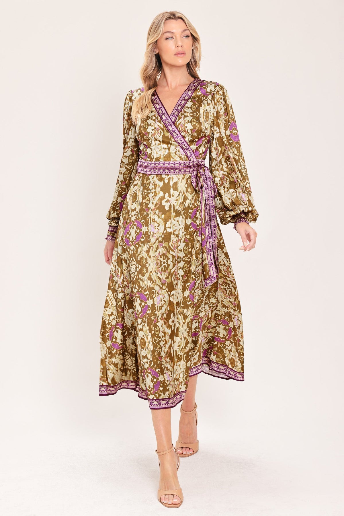 Ikat Bloom Midi True Wrap Dress