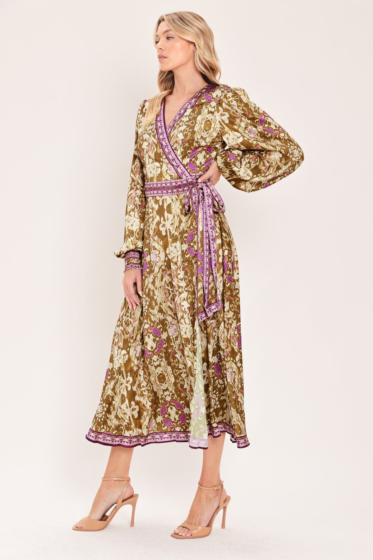 Ikat Bloom Midi True Wrap Dress