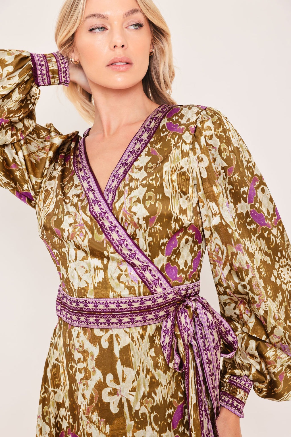 Ikat Bloom Midi True Wrap Dress