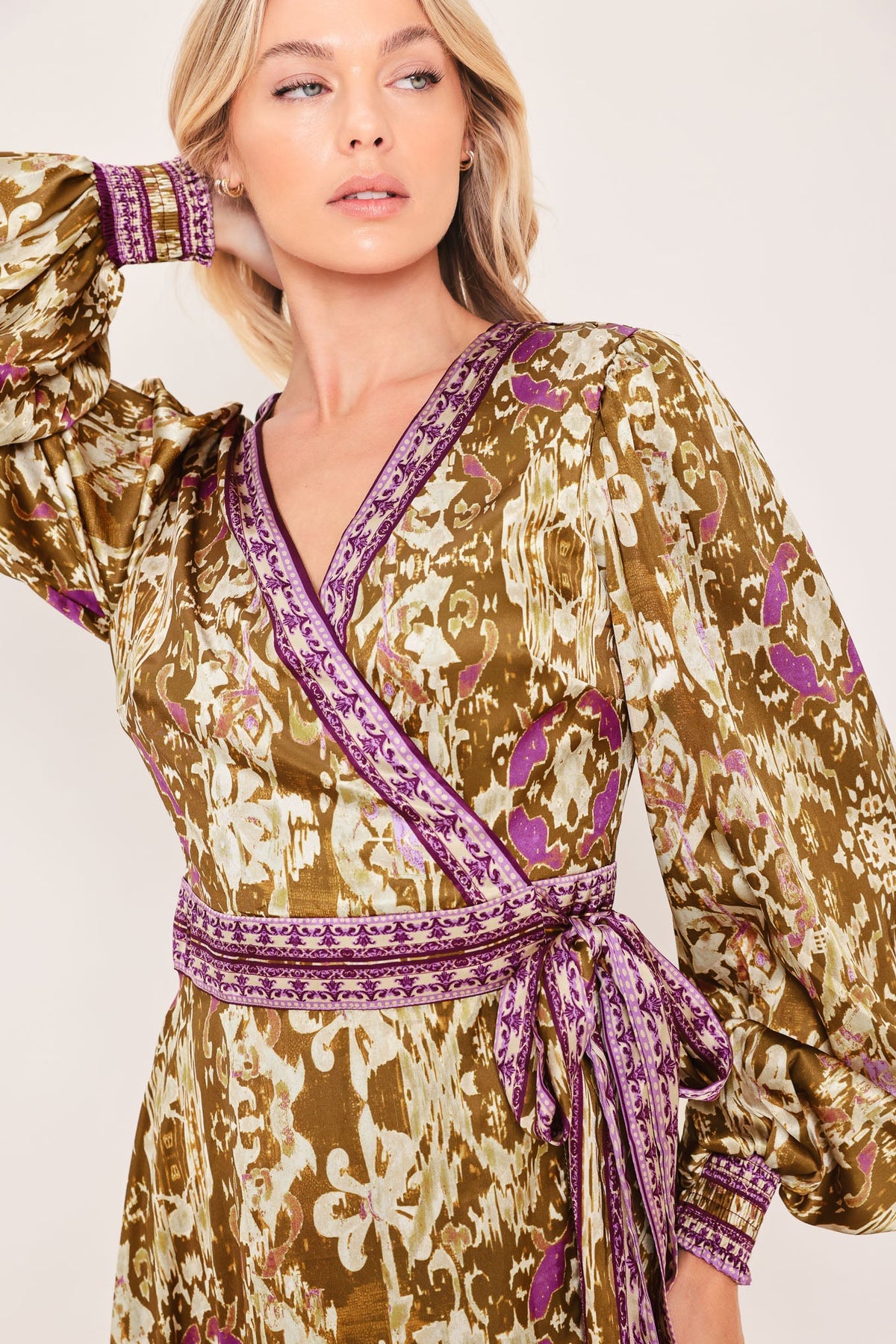 Ikat Bloom Midi True Wrap Dress