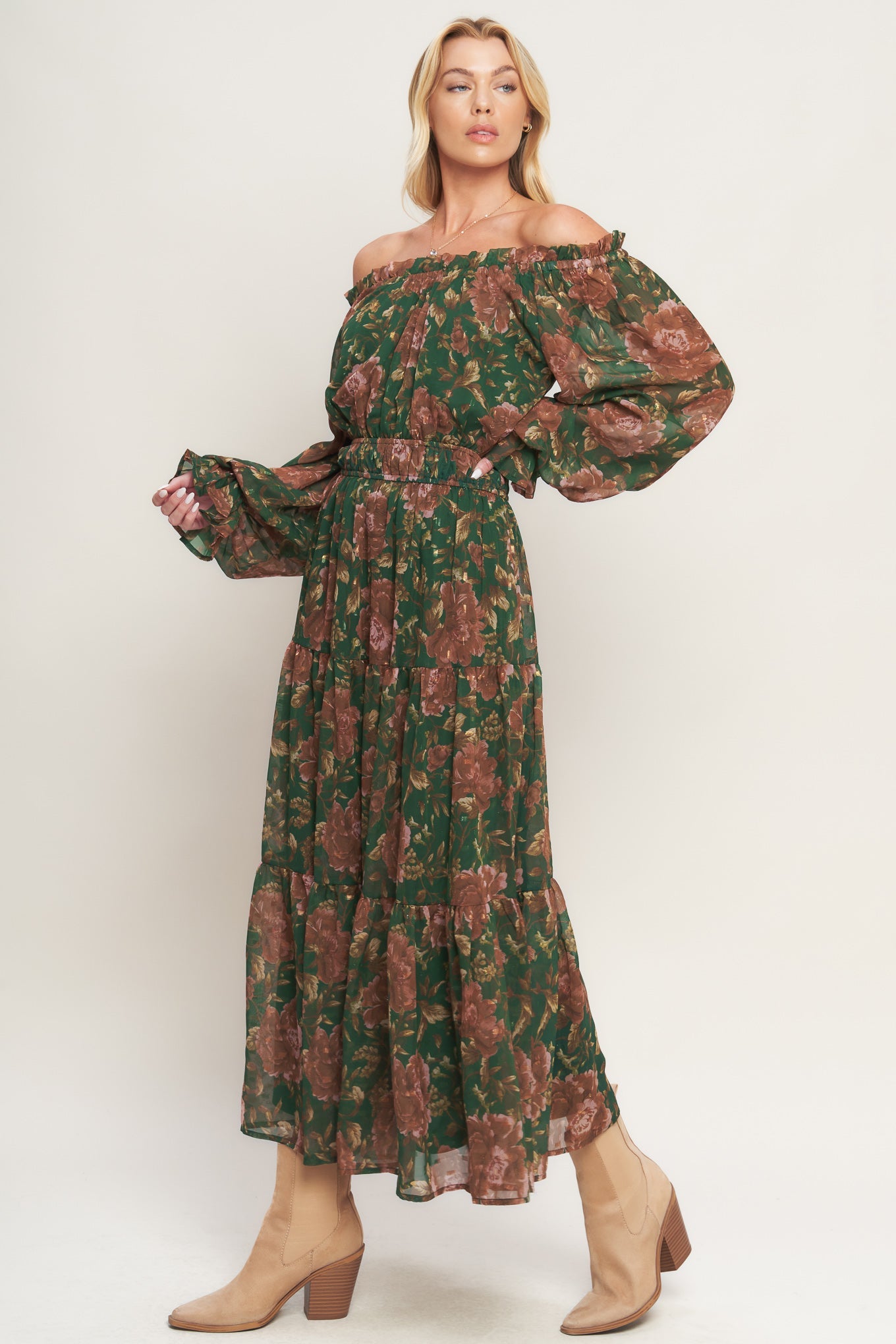 TERRACOTTA TRAIL WOVEN MIDI DRESS