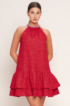 SPARKLE & SWIRL WOVEN MINI DRESS