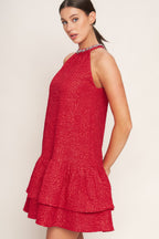 SPARKLE & SWIRL WOVEN MINI DRESS