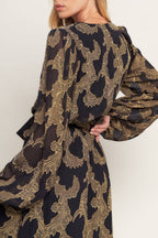 MIDNIGHT MOSS WOVEN JACQUARD MAXI DRESS