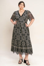Gothic Bloom Lace Midi Dress